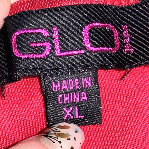 🟣 Glo Jeans Red Metallic Padded Tank Top Size XL - Picture 6 of 7